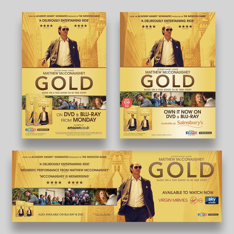 Gold Bluray and DVD Packaging, Digital and Promotion Rogue Four Design
