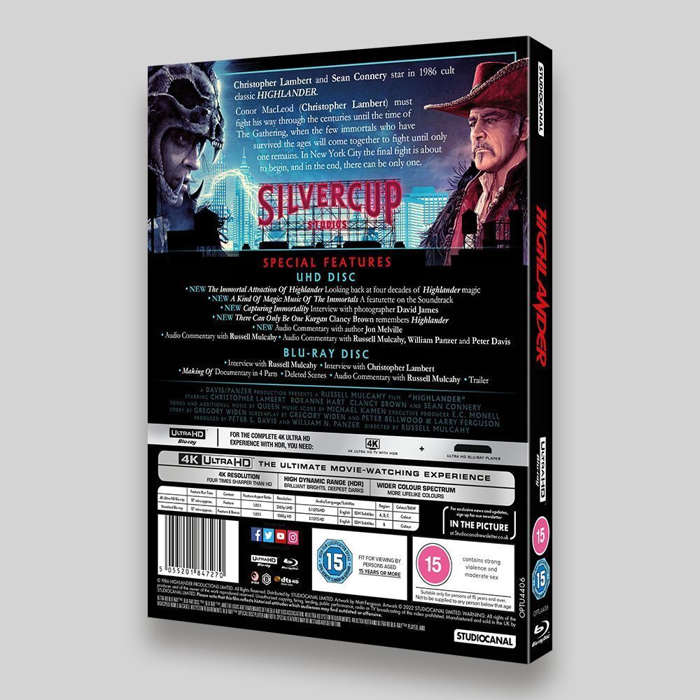 Highlander UHD Blu-ray O-ring back Packaging