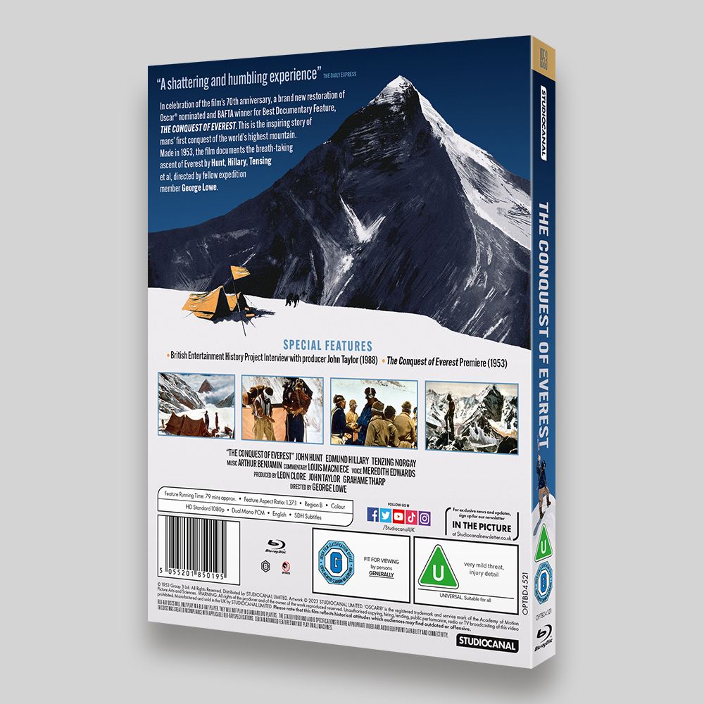 The Conquest Of Everest Blu-ray O-ring back packaging